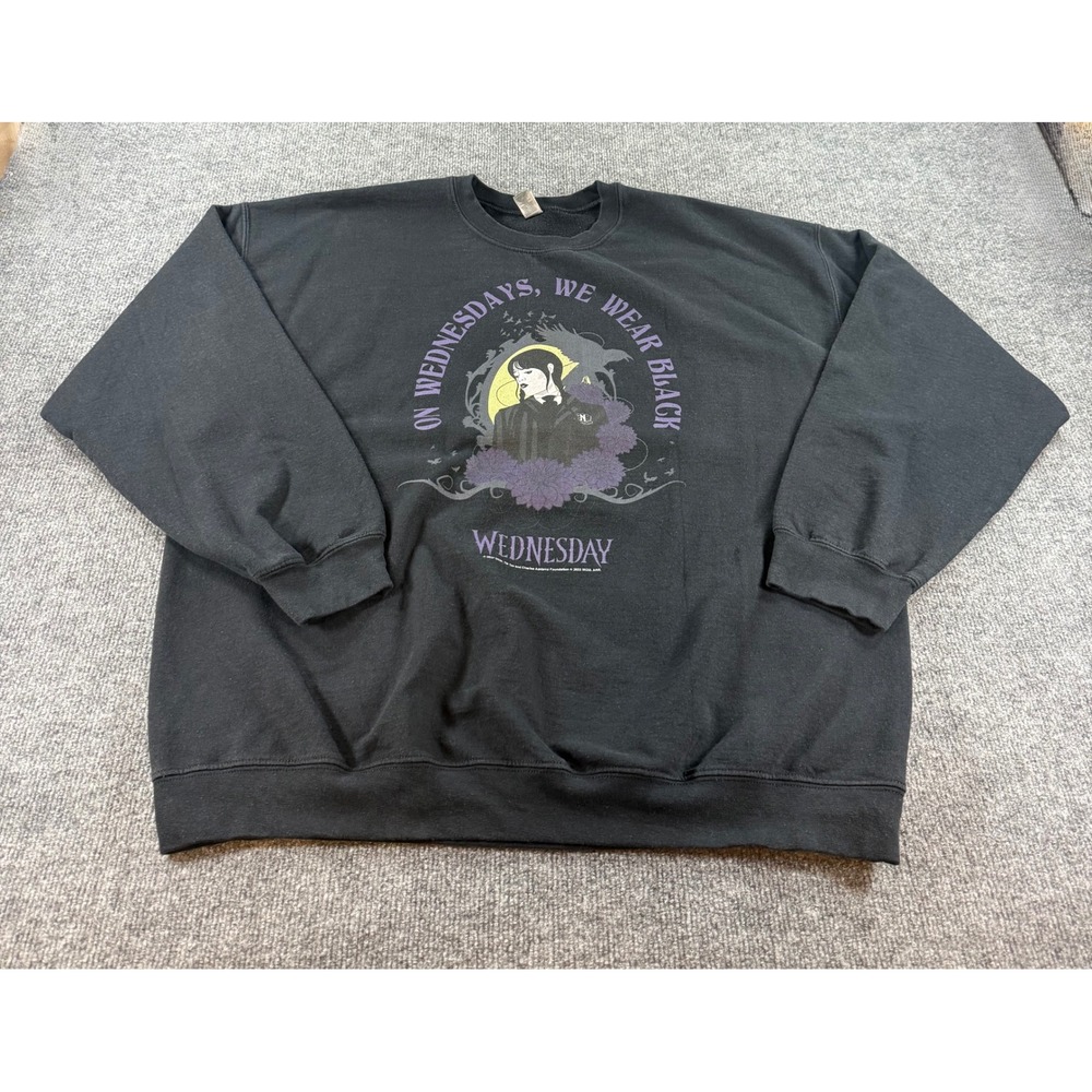 Wednesday Addams Gildan Black Sweatshirt On Wednesdays We Wear Black 2XL